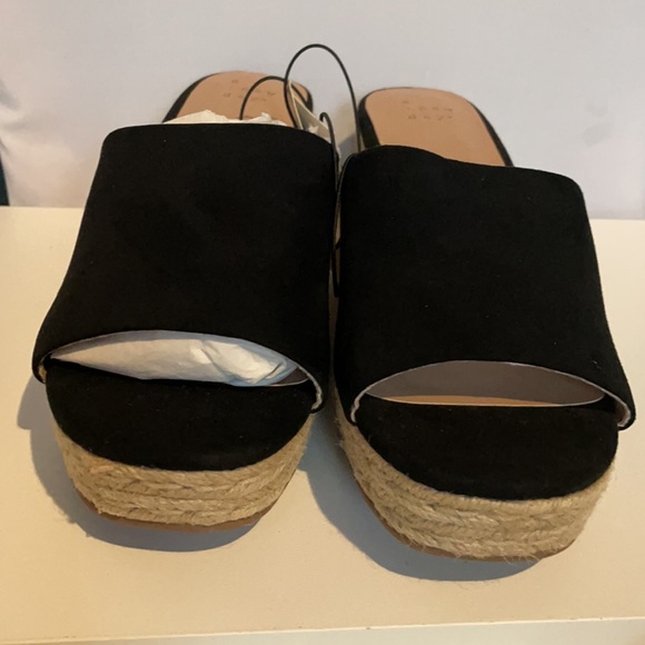 Memory foam black & mavis burlap slide heels - Picture 3 of 10